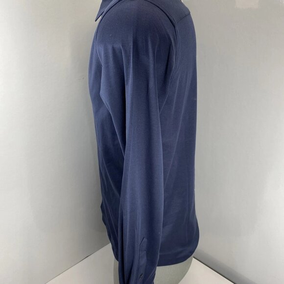 Icon Amsterdam Men’s The Luxe Button-Up Shirt Size M Navy Blue — Slim Fit - Picture 7 of 8